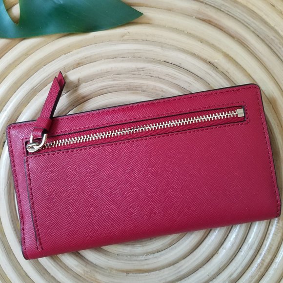 Kate Spade Large Slim Bifold Wallet Rosso Red - Picture 4 of 7